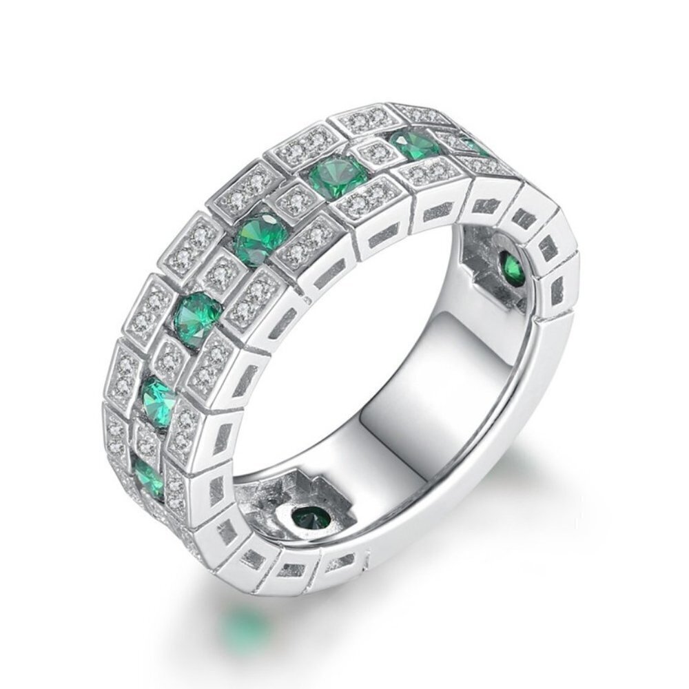 ✨925 Silver Plated Exclusive Green CZ Ring for Women, MARR9289